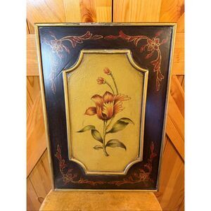 Vintage Wall Art with ornate tole style Floral Gold details (6533)